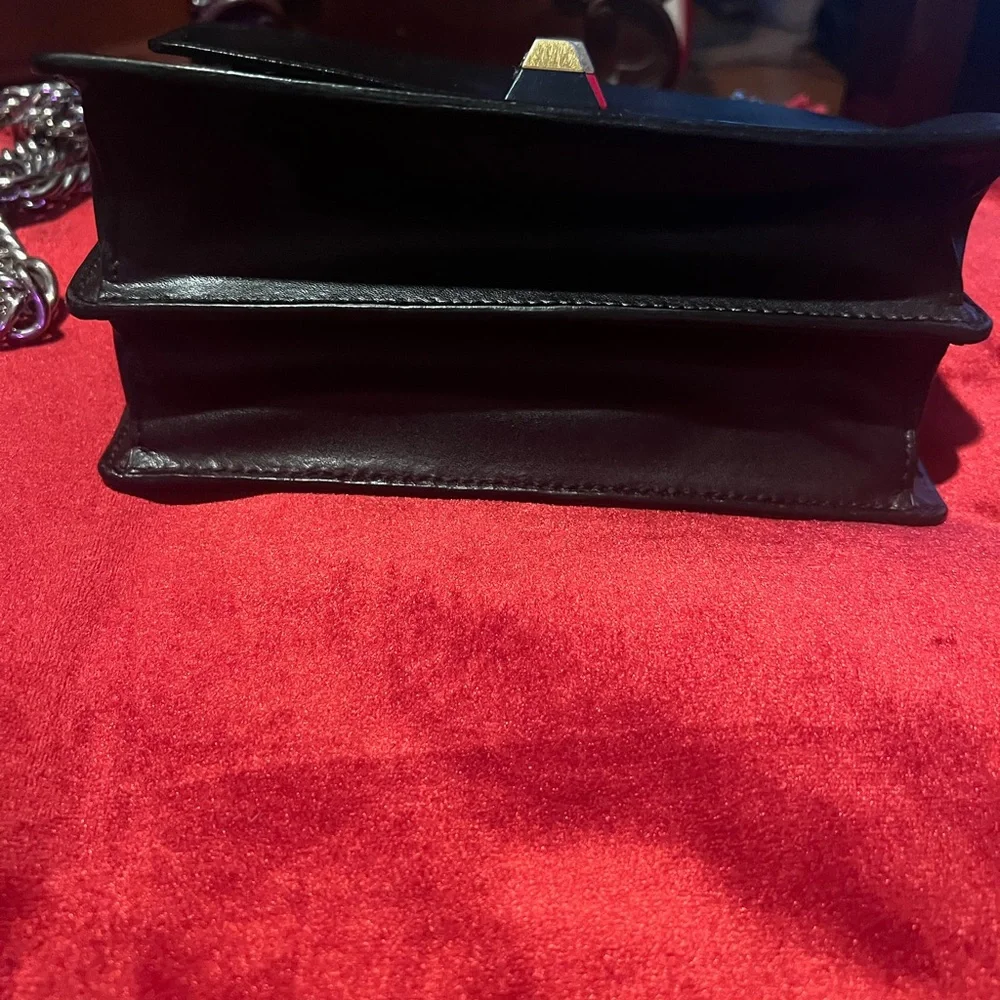 Fendi Kan l Small Bag. Black Leather with silver and leather crossbody strap. - Picture 9 of 16